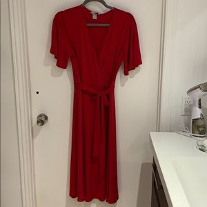Red H&M midi dress